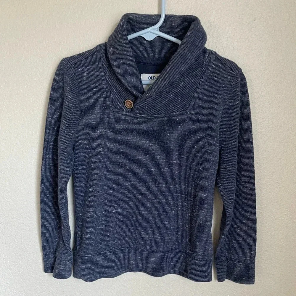 Old Navy 5T pull over blue knit cardigan / sweater with button accent
